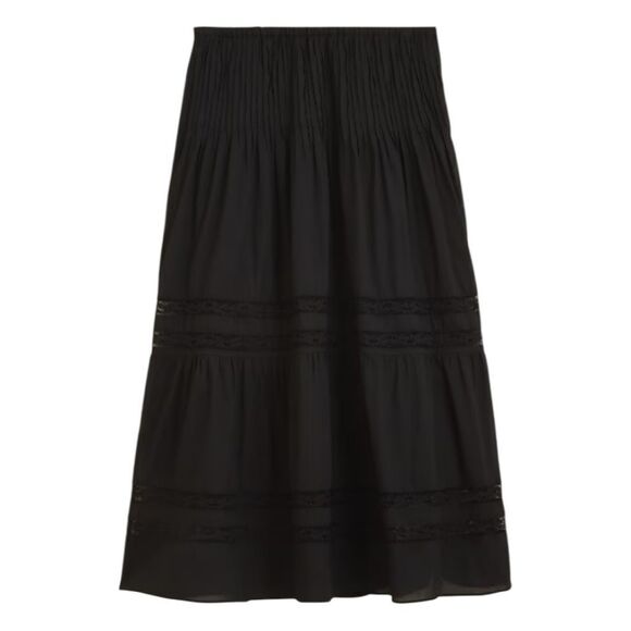 J. Crew Dresses & Skirts - J. Crew Black Cotton Lace Trim Pintuck Maxi Skirt XS